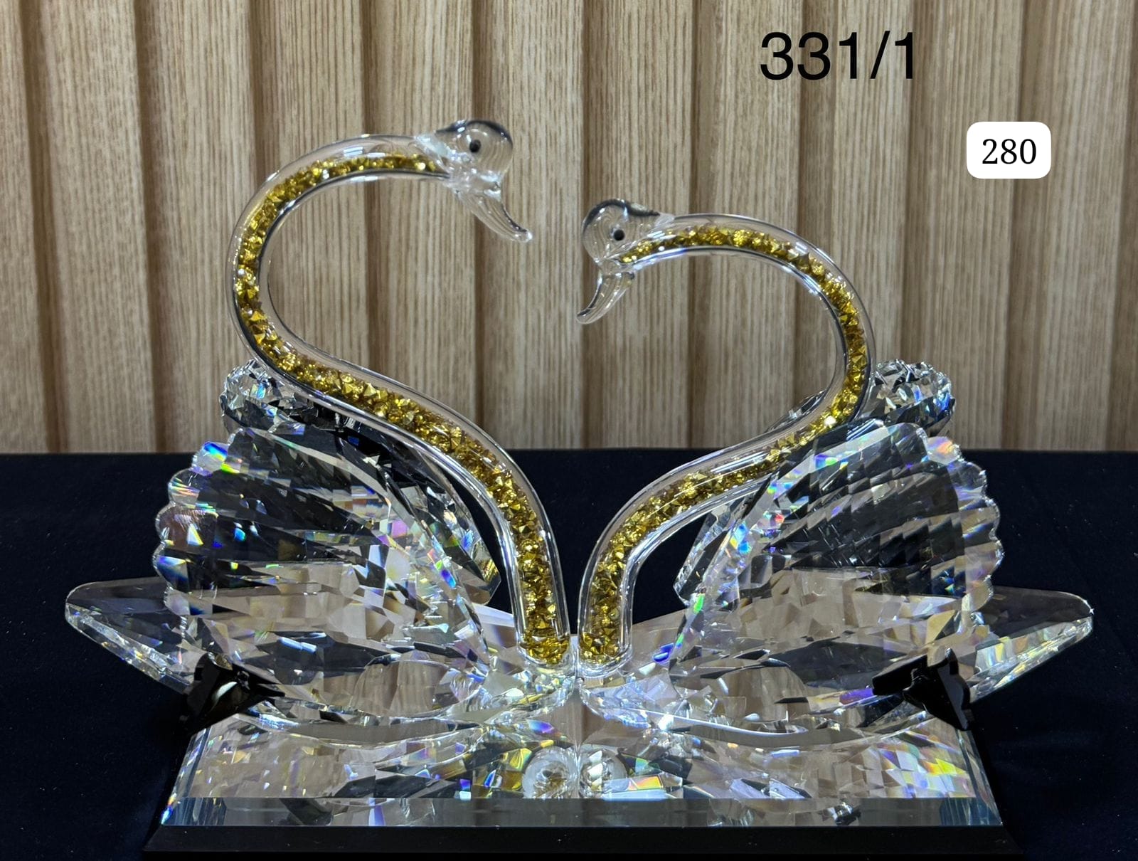 DÉCORATION PRESTIGE – DUO DE CYGNES CRISTAL & OR - MDM HOME