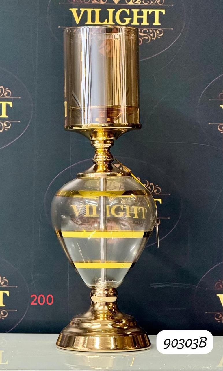 DÉCORATION PRESTIGE – PHOTOPHORE DESIGN AMBRE & OR - MDM HOME