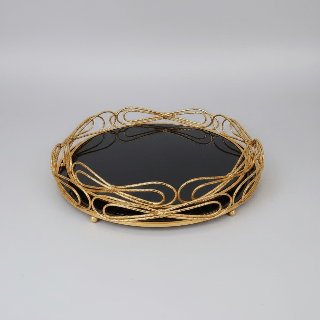 PLATEAU DE SERVICE – MIROIR NOIR & NŒUDS D'OR - MDM HOME