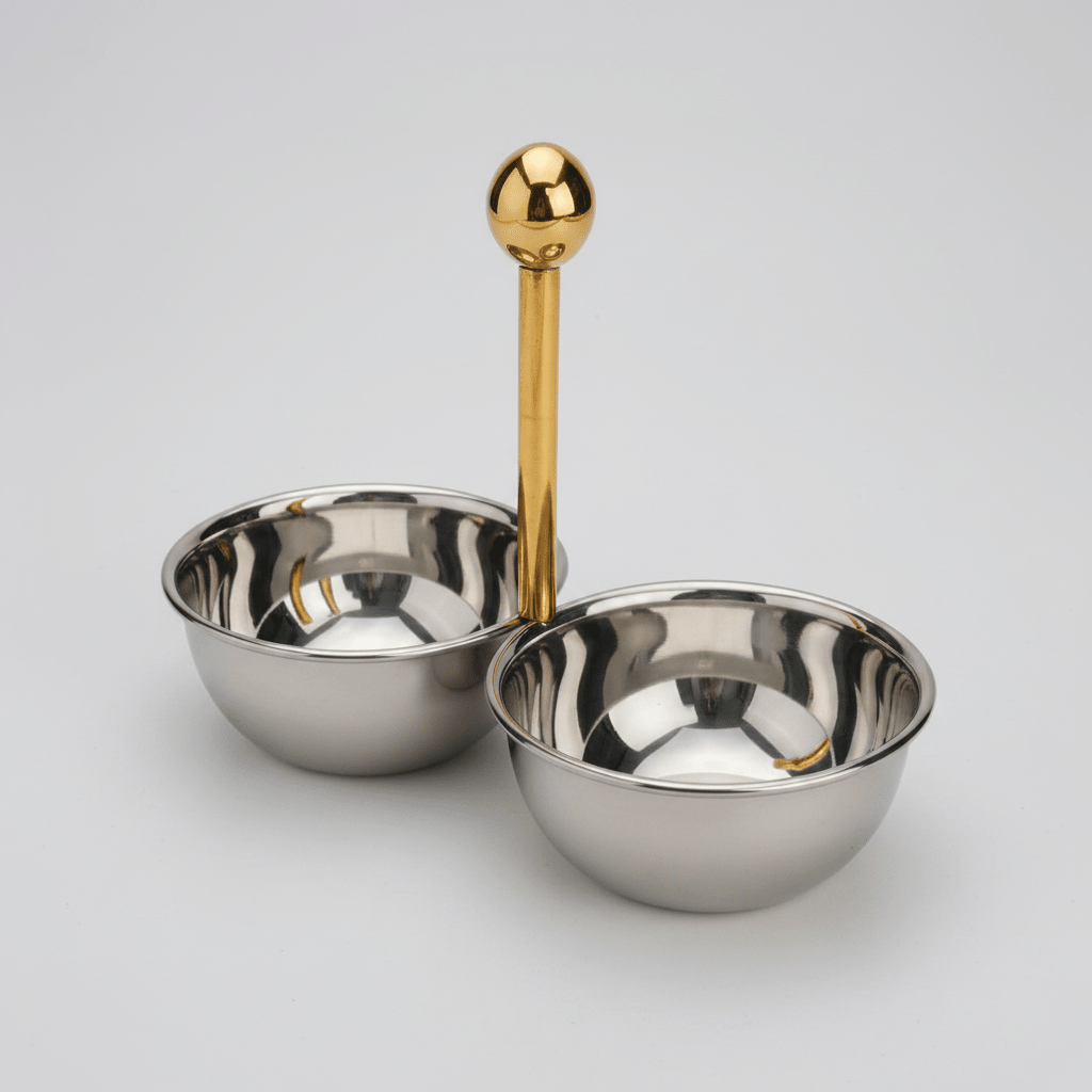 Présentoir 2 bol inox premium - 21x10 cm - MDM HOME