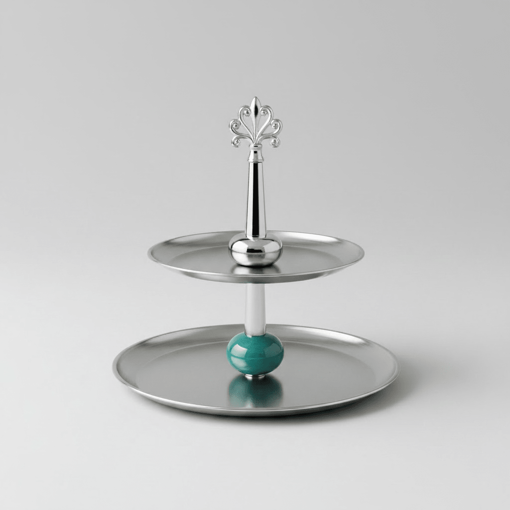 PRÉSENTOIR À ÉTAGES – ARGENT & TOUCHE TURQUOISE - MDM HOME