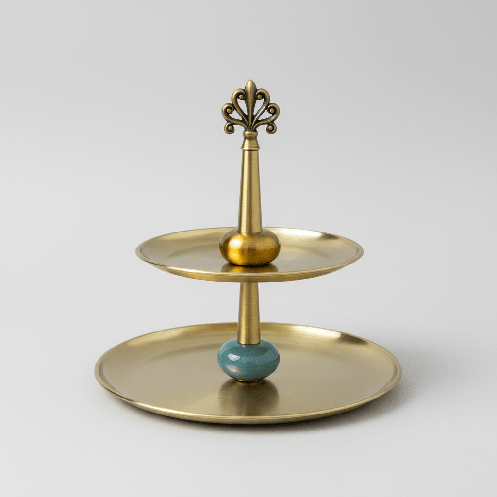 PRÉSENTOIR À ÉTAGES – OR MAT & TOUCHE TURQUOISE - MDM HOME