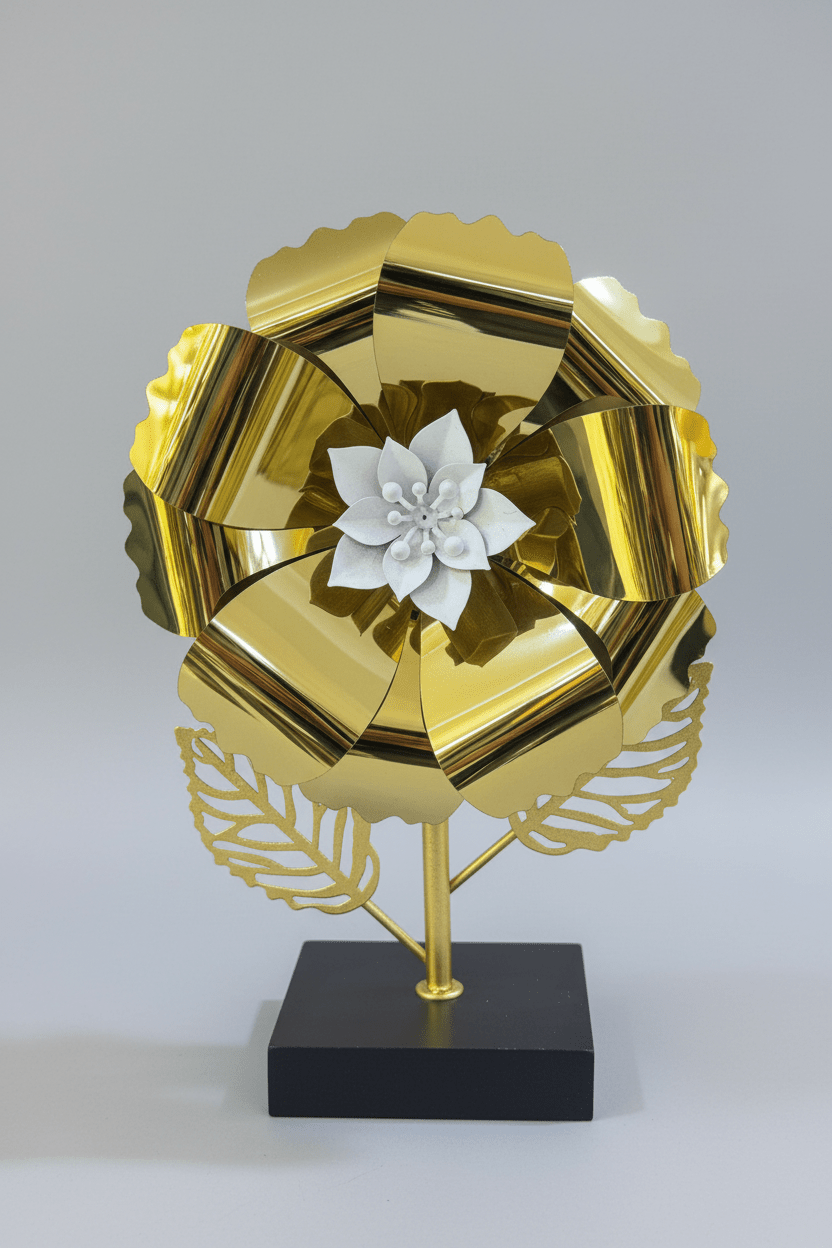PRÉSENTOIR DÉCORATIF – FLEUR DORÉE ÉLÉGANCE - MDM HOME
