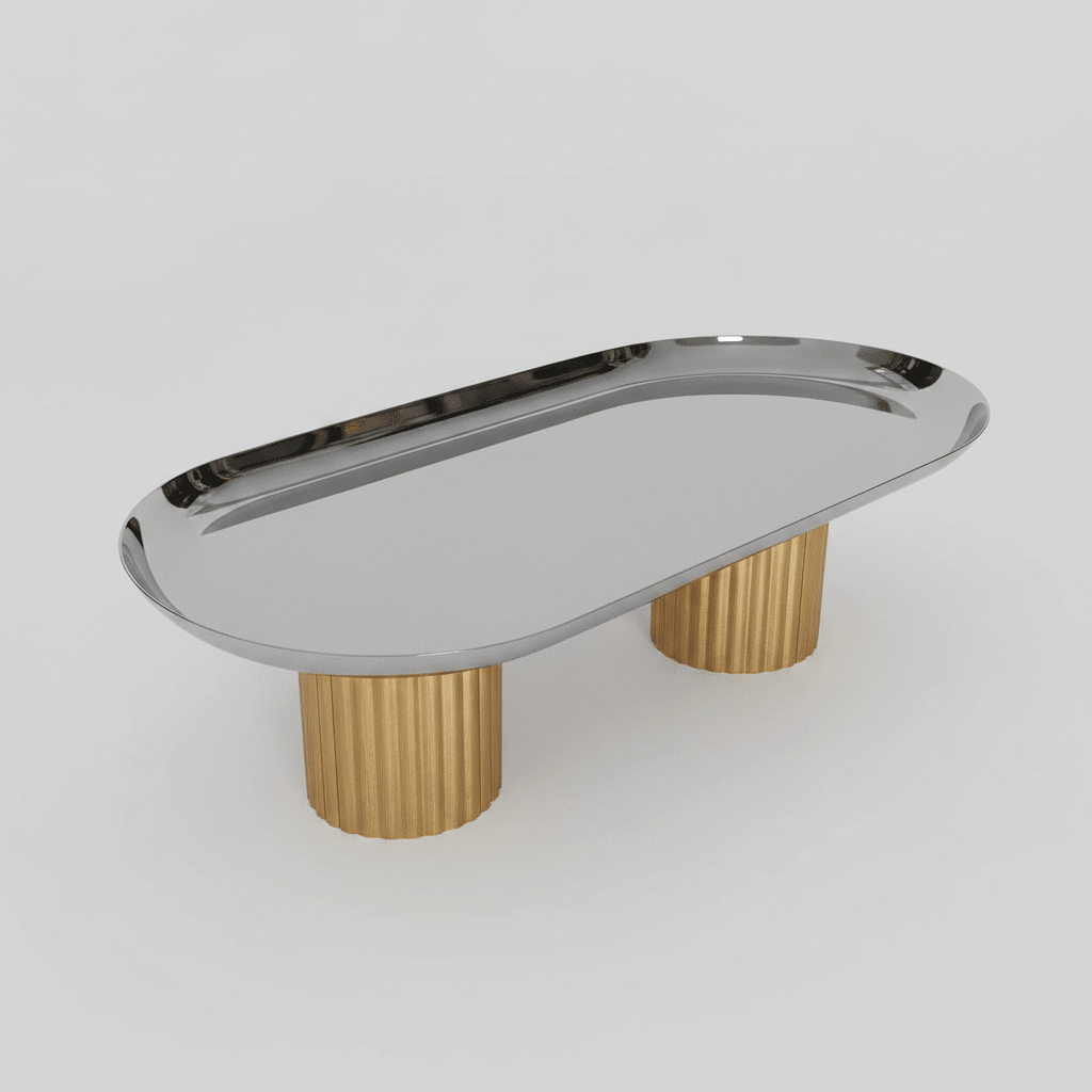 Présentoir ovale inox premium - 51.5x26 cm (hauteur : 17 cm) - MDM HOME