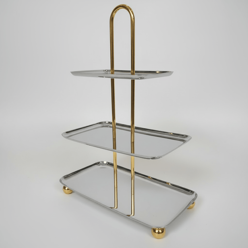Présentoir rectangulaire inox premium 3 etg - Hauteur : 40 cm - MDM HOME