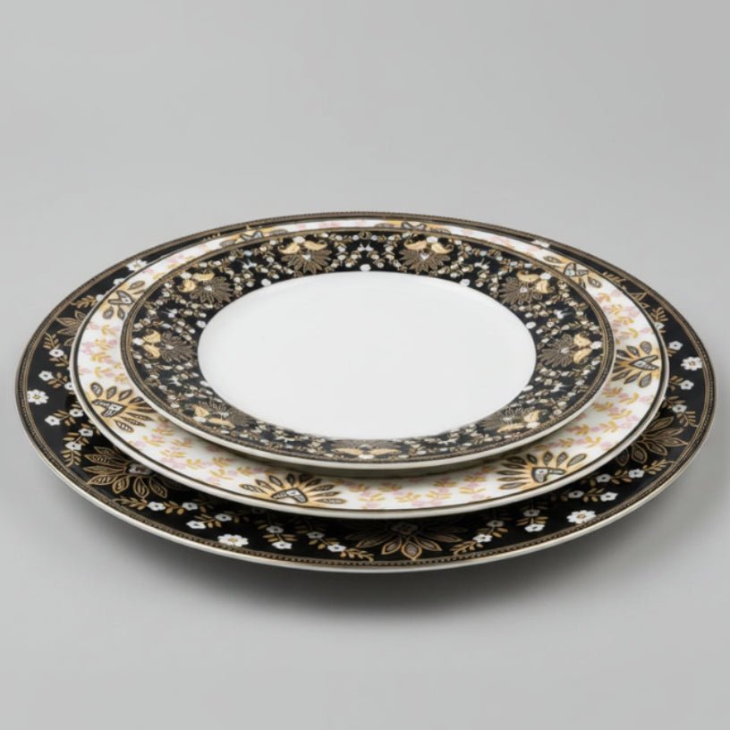 SERVICE DE TABLE 3 PIÈCES – COLLECTION ÉLÉGANCE NOIRE ET OR - MDM HOME
