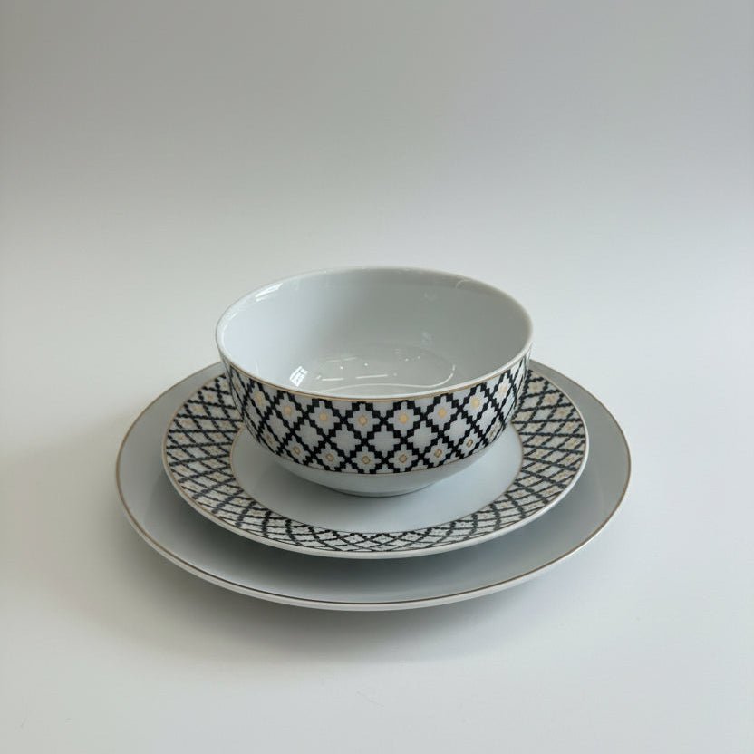 SERVICE DE TABLE PRESTIGE 18 PCS – COLLECTION "NOIR GEO" - MDM HOME