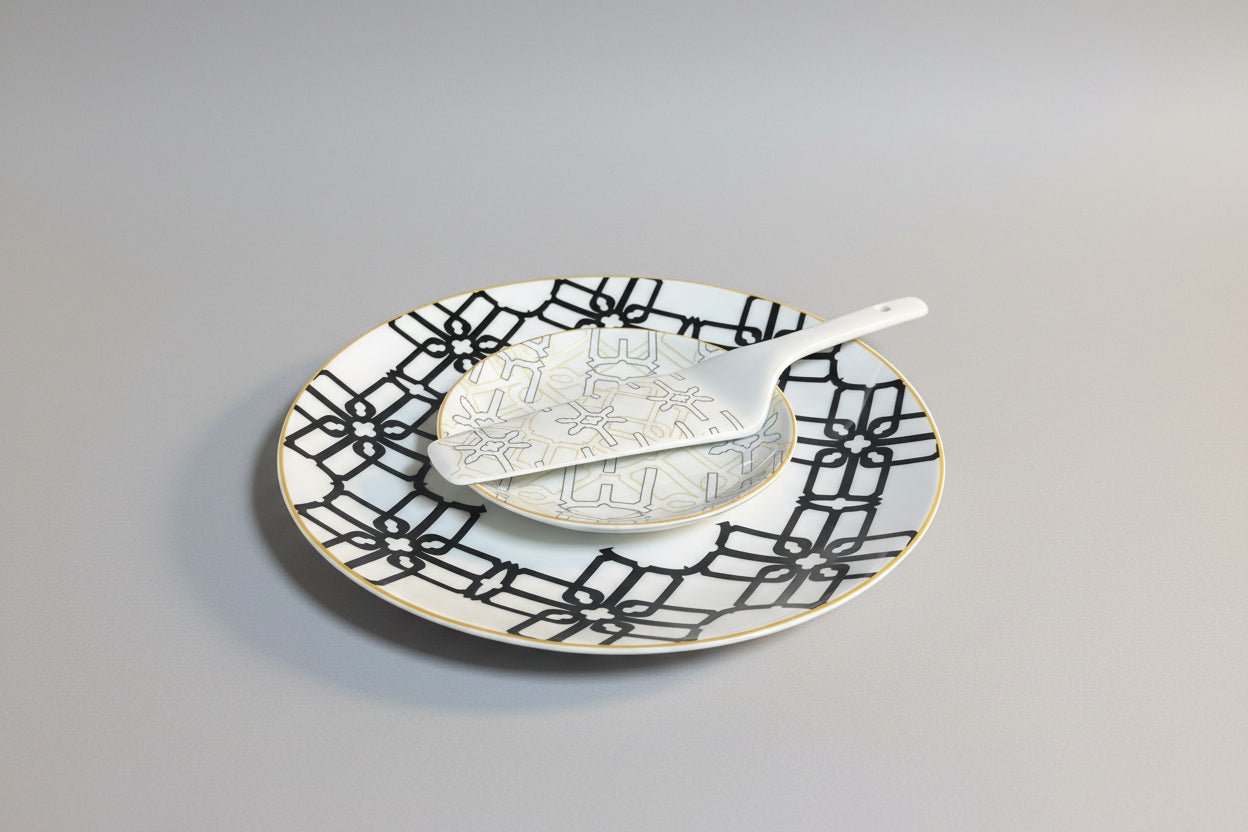 SERVICE GÂTEAUX – GRAPHIQUE OR & NOIR - MDM HOME