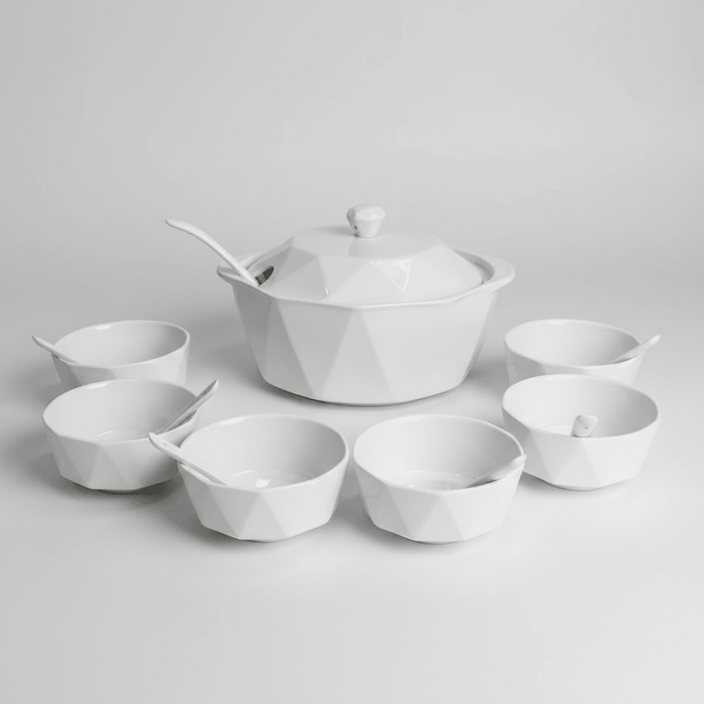Service soupière blanc 6 personnes - 15 pcs - MDM HOME