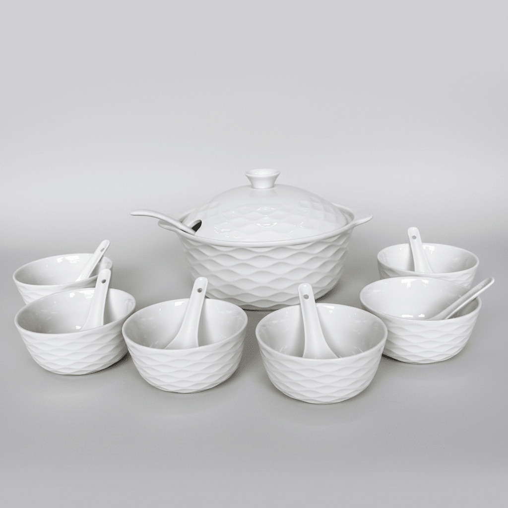 Service soupière blanc 6 personnes - 15 pcs - MDM HOME