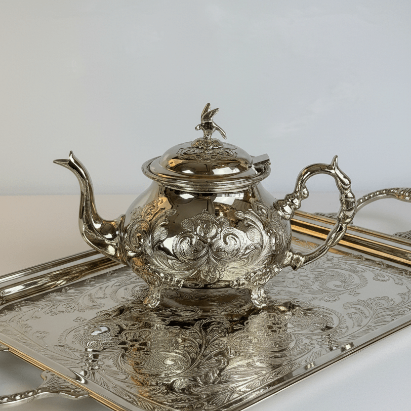 Théière Floral en Cuivre Finition Inox - Premium - MDM HOMEVaisselle